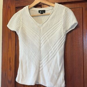 AB studio white knit top M